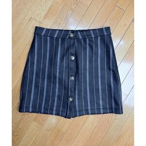Miami Womens Black Grey Striped Button Front Mini Skirt Size M 8IS6283D